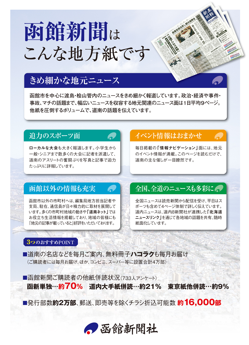 函館新聞はこんな新聞です。