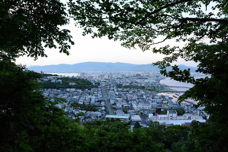 函館山近くの山道